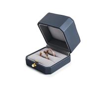 Oirlv Double Ring Box PU Leather Ring Box for Proposal Engagement Weddings Birthday and Anniversary