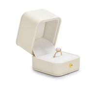 Oirlv Elegant Beige Ring Storage Box with Velvet Interior Elegant Wedding Ring Case for Daily Use Special Occasions Valentine's Proposals