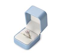 Oirlv Elegant Blue Ring Box with Velvet Lining 5.3x6x4.5cm Wedding Ring Storage Box for Engagement & Proposal