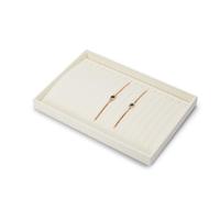 Oirlv Elegant Velvet Necklace Tray Stackable Beige Necklace Storage & Display Tray for Necklaces, Pendants, and Bracelets, 35x24x3cm