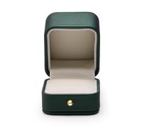 Oirlv Gorgeous Blackish Green Ring Pendant Box Premium Leather Jewelry Display Engagement Wedding Keepsake Gift Box for Proposal，Engagement， Wedding， Bridal Ring Box Case Withe Metal Snap Button, New 