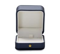 Oirlv Gorgeous Steel-Blue Ring Pendant Box Premium Leather Jewelry Display Engagement Wedding Keepsake Gift Box for Proposal，Engagement， Wedding， Bridal Ring Box Case Withe Metal Snap Button, New Year