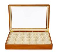 Oirlv Jewellery Box Stackable Tray Wooden Jewellery Drawer Dresser Storage Organizer Display Trays Boxes Case with lid for Earrings Ring Necklace (24-Grid,Creamy-White)