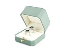 Oirlv PU Leather Double Ring Box Elegant Ring Storage Box for Proposal Engagement Weddings Birthday and Anniversary