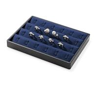 Oirlv PU Leather with Velvet Inner Ring Tray 24 Grid Jewellery Organiser Tray for Ring Storage