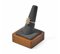 Oirlv Sleek Dark Grey Ring Stand Wooden Ring Holder with Soft Microfibre Surface Compact Display Stand for Home & Jewellery Shops