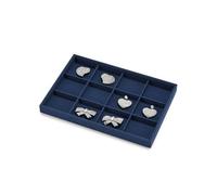 Oirlv Velvet Jewellery Storage Tray 12 Grids Dark Blue Jewellery Tray for Ring Earring Necklace Bracelet Organiser and Display