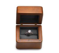 Oirlv Walnut Wood Ring Box Velvet Lined Ring Case for Engagement Wedding