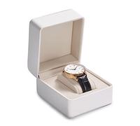 Oirlv Watch Box Single Watch Organiser Box PU Leather Watch Storage Boxes for Christmas Anniversary Birthday Gift (White)