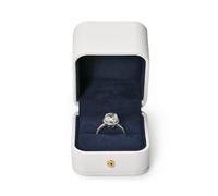 Oirlv White Ring Box for Engagement, Marriage Proposal and Wedding | Featuring a Two Tone Design in White and Dark Blue,Ring Gift Box is Ideal for Valentine’s Day and Anniversaries