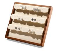 Oirlv Wooden Earring Stand for Storage & Display Beige with Microfiber Surface, 15 Slots Elegant Earring Holder for Bedroom, Dresser or Jewelry Shop