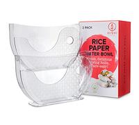 Oishi Tableware Rice Paper Water Bowl Spring Roll, Rice Paper Holder Rice Paper Wrappers Spring Roll, Summer Rolls. Spring Roll Maker, Banh trang holder (2 Pack)- Rice Paper Not Included, Transparent
