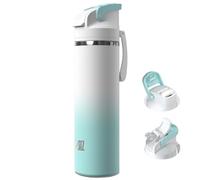 OISIZ Insulated Stainless Steel Water Bottle 720 ml with 2-in-1 Straw Lid, Security Lock with One Click, 100% Leak-Proof, Keeps Cold for 24 Hours, 24 oz Vacuum Water Bottle for Travel and Sports