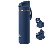 OISIZ Insulated Water Bottle 24 oz with 2 in 1 Spout and Straw Lid,One Click Safety Lock,100% Leakproof,Keep Cold 24H,Vacuum Stainless Steel Water Bottle for School,Travel and Sports,Dishwasher Safe