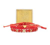 OITAIKULA 3Pcs Red Bracelets for Women - Carnelian & Red String Heart Bracelet Set Handmade Adjustable Lucky Protection Tibetan Talisman Jewelry, One Size, Gemstone, Cubic Zirconia