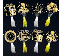 Oitnlaughter 36PCS Happy New Year Finger Lights for Kids Happy New Year Light Up Finger Lights Bulk Eve Led Fingers Light Glow in the Dark Black Gold Stocking Goodie Bag Filler Religious Funny Gift