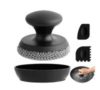 OITUGG Chainmail Scrubber 1 pcs, with 2 pcs Scraper and Small Tray, Chain Mail Scrub for Cleaning Cast Iron Pan, Skillet, Pot, Griddle, Cookware ect (Small Chainmail, 1 pcs)