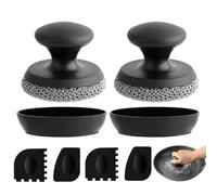 OITUGG Chainmail Scrubber set of 2 pcs, with 4 pcs Scraper and Small Tray, Chain Mail Scrub for Cleaning Cast Iron Pan, Skillet, Pot, Griddle, Cookware ect (Small Chainmail, 2 pcs)