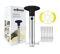 OITUGG Pineapple Cutter Slicer and Corer, with 8 Pcs Fruit Forks and Slices Cutter, Pineapple Corer with Thicker Sharp Blade, Easy to Remove Peels, Black