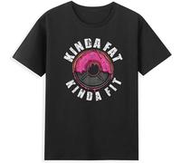 OIU967T16VXJ Men's Workout Kinda Fat Kinda Fit Funny Gym Saying Vintage Men's Short Sleeve T-Shirt Balck (Medium)