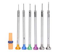 Oiutrbvzm Aluminum Watch Screwdriver Set, Precision Watchmakers Repair Tools Kit with 6 Slotted and Cross Tips, Compact Lightweight Portable for Watch Band Removal and Small