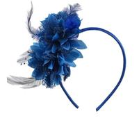 OIUUBBII Women's Fascinator Headbands & Pearls - Elegant Tea Party Headband for Weddings, Cocktails, Royal Races - Bridal Veil Hair Accessory for Dresses (Blue, 1 size)