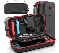 OIVO Hard Case for Nintendo Switch & Switch OLED, Carrying Case for Joycon and Adapters Hardcase Protection Switch, Storage Case with 20 Card Slots, Red