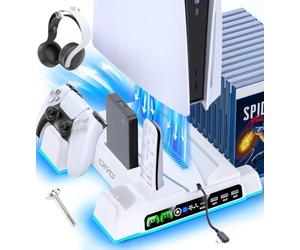 OIVO PS5/Slim/Pro Stand and Cooling Station with LED Controller Charging Station for PlayStation 5 Console, Controller Charger, Cooling Stand, PS5/Slim/Pro Accessories Kit with 3 Level Cooler Fan