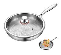 OIWERH 26/28/30cm Titanium Frying Pan, Titanium Hammered Pan Pro with Lid, Ultra-Durable Scratch-Resistant Non Stick Titaniumss Nutri Frying Panss, Multifunctional No Coating Nutri Pans (30cm)