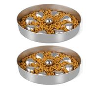 Oiwliur 2-Pack Slow Feeder Dog Bowls - Stainless Steel Metal Bowls with Double-Sided Design, 5 Cups Large Capacity for Dry, Wet, Raw Food, Slow Feeding for All Dog Sizes, Easy to Clean, Non-Slip