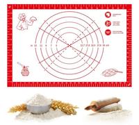 OIXEYA Non-Stick Silicone Baking Mat, Large Non-Slip Pastry Mat 60 × 40 cm, Kneading Pad, Reusable Fondant Pastry Mat Cake, Pizza (Red)