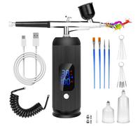 Oixsdi Airbrush Kit with Compressor 38PSI High-Pressure Airbrush for Nails Cordless Non-Clogging Air Brush Kit with Cleaning Brush, Ideal for Painting, Modeling, Pastry, Makeup and Nail Art