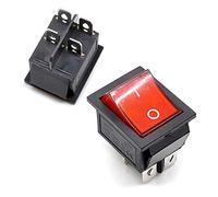 Oiyaga 2Pcs Rocker Switch KCD4 DPST 4 Pins 2 Position ON/Off AC 20A/125V 15A/250V DPST Red LED Light Illuminated Boat Toggle Switch