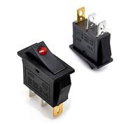 Oiyagai 10 Pack KCD3 Rocker Switch AC 250V 16A AC 125V 20A SPST On Off Red Light Snap In Panel Mount Switch for Boat Car RV Appliances