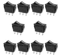 Oiyagai 10 Pack KCD3 Rocker Switch, SPST 3-Pin On/Off Toggle, Heavy Duty 16A 250V / 20A 125V AC, Snap-In Panel Mount Power Switch, Black