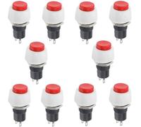 Oiyagai 10pcs DS-450 Push Button Switch 10mm Self Locking SPST 250V 2A Red Round Momentary Switches for DIY Electronics