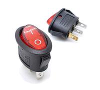 Oiyagai 15-Pack KCD1 Red LED Lighted Rocker Switch, 3-Pin SPST On/Off Round Toggle Switch, 6A 250V / 10A 125V, Panel Mount Snap-In Boat RV Automotive Switch