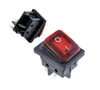 Oiyagai 2-Pack Waterproof Rocker Switch, DPST 6A 250V 4-Pin On-Off Boat Type Switch with Indicator Light, IP67 Mini Toggle Switch for Marine, Automotive, Appliances - Red