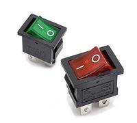 Oiyagai 20-Pack KCD1-104 DPST Rocker Switch with LED - 10 Red + 10 Green, 10 A 125 V AC Panel-Mount ON-OFF Toggle for DIY Electronics & Appliances