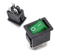 Oiyagai 20 Pack KCD1-104P DPST Rocker Switches with Green LED Light - 4 Pin ON/Off Toggle Switches for 125V/250V AC Panel Mount Applications