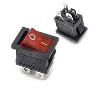 Oiyagai 20 Pack KCD1-104P DPST Rocker Switches with Red LED Light - 4 Pin ON/Off Toggle Switches for 125V/250V AC Panel Mount Applications