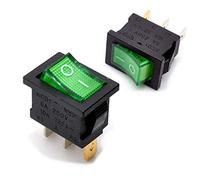 Oiyagai 20 Pack KCD1 Rocker Switch with Green LED, SPDT ON/Off 3 Pin 2 Position, 10A 125V / 6A 250V Snap-In Power Switch