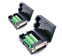Oiyagai 2pcs DB15 Male 15Pin Connector Adaptor with Nut Terminal Breakout Board Free Welding