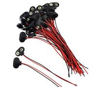 Oiyagai 30-Pack 9V Battery Clip Connectors, 15cm T-Type Snap Wire Connectors with Bare Leads for DIY, Student Electronics, Arduino Projects