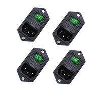 Oiyagai 4-Pack IEC320 C14 Power Inlet Module with Fuse and Rocker Switch, AC 250V 10A Male Socket Connector, Green Indicator