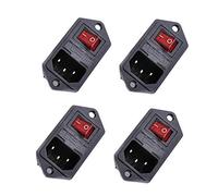 Oiyagai 4-Pack IEC320 C14 Power Inlet Module with Rocker Switch, Fuse Holder, Red Indicator, 10A 250V Inlet Socket & 6A 250V Switch, Panel Mount Connector for DIY Projects