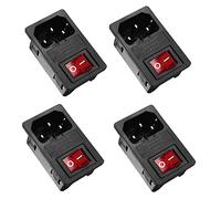 Oiyagai 4 Sets IEC320 C14 Power Inlet Module with Red Illuminated Rocker Switch & Fuse Holder, AC 250V 10A Panel Mount Male Socket for Power Supply, Amplifiers, DIY Electronics Projects
