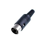 Oiyagai 5 Pack 5 Pin DIN Male Plug Connectors - Nickel-Plated Coaxial Audio & Video Adapter with Black Plastic Handle for DIY, Electronics, and Speaker Systems