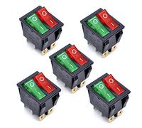 Oiyagai 5 Pack KCD4 Rocker Switch, 250V 16A ON/Off SPST 2-Way Snap-in Switch with Red & Green Light, 6 Pin Terminals for Boat, Automotive, DIY Electronics