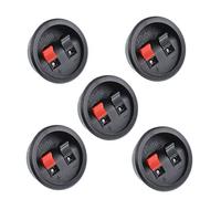 Oiyagai 5 Pack Speaker Terminal Cup Round Spring-Loaded Binding Post 2-Pin Push Connectors, 2.188" Panel Mount for DIY Speaker Cabinet, Home Audio, Car Subwoofer Box